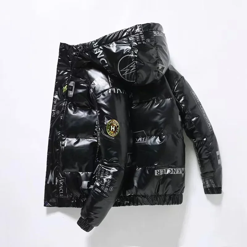Winter Mens Down Jacket 86%~90%White Duck Down Thicken Warm Short Style Coat Korean Fashion Couple Glossy Jackets down jacket mens jacket