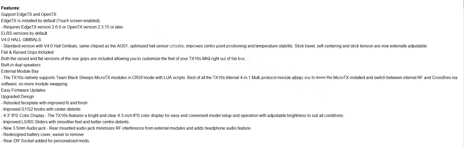 TX16s natively supports Team Black Sheeps MicroTX modules in 