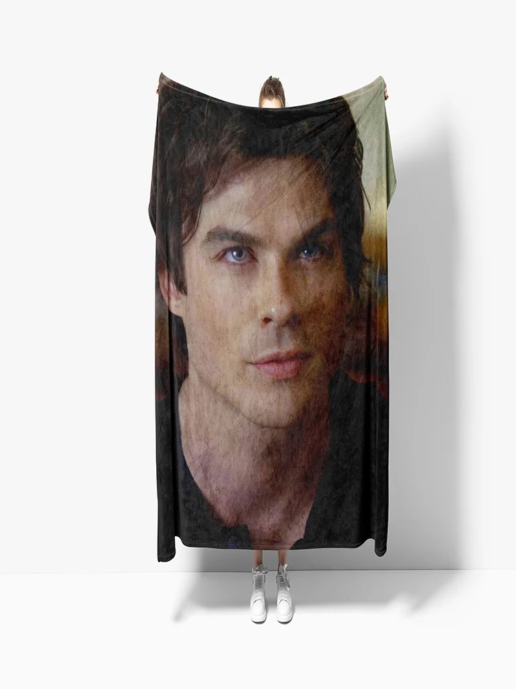 130x150cm The Vampire Diaries Damon salvatore printed blanket Warm Flannel blankets Soft and comfortable blanket 6