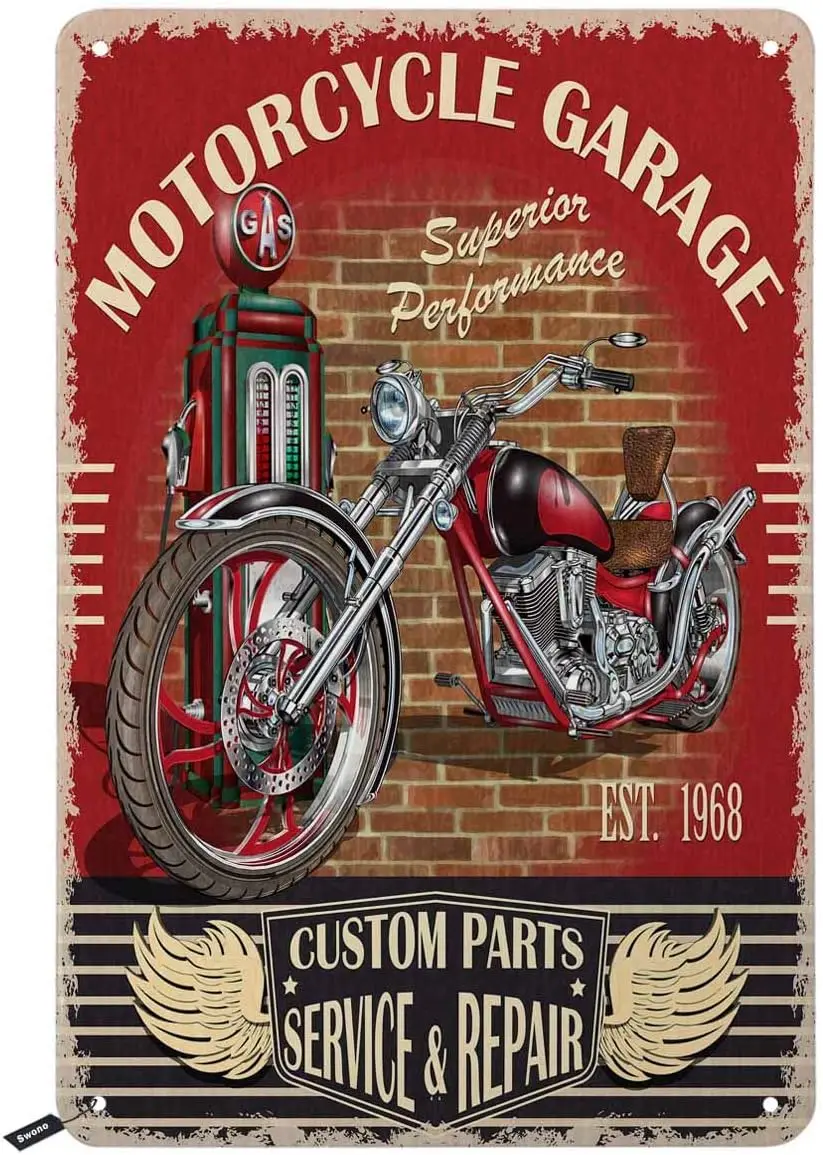 

Винтажный металлический жестяной знак Swono для мужчин и женщин, стильный мотор На автозаправочной станции, Настенный декор для баров, ресторанов