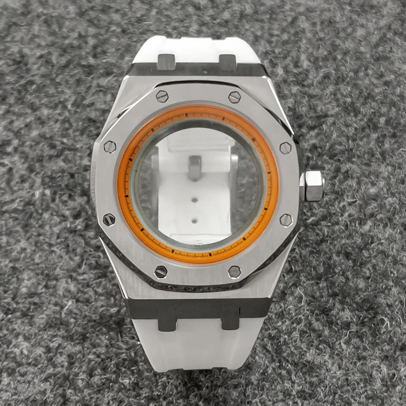 41mm hochwertiges 316L Edelstahlgehäuse + Armband + Ring Saphirglas Uhrengehäuse passend für NH35/NH36 Automatikwerk Zubehör – Detail 17