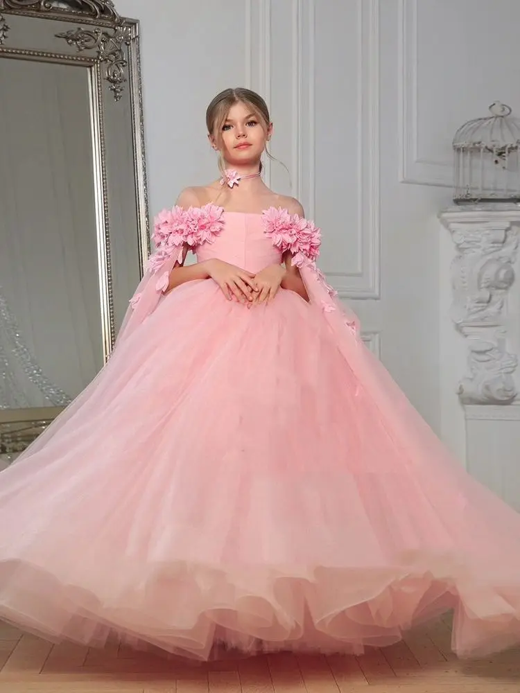 Abito Da Bambina In Tulle Bianco Con Fiori E Pizzo Per Damigella, Compleanno, 12 Anni - 3