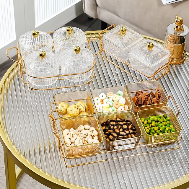 Plastic Serving Trays with Lid Candy Nut Serving Container Appetizer Tray  Food Storage Divided Snack Plate Platter 