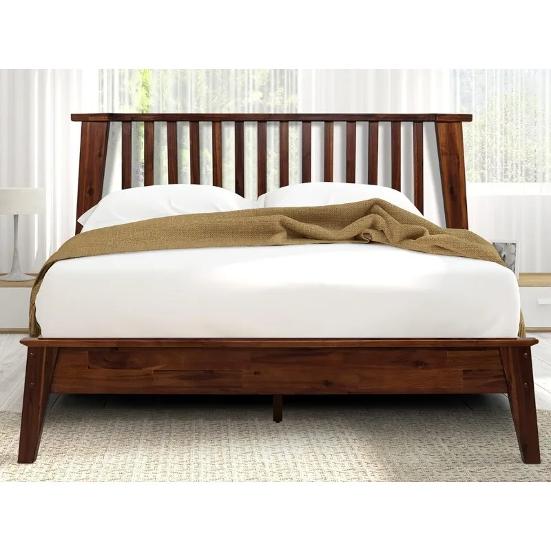 

Acacia Kaylin 14 Inch Wood Platform Bed Frame with Headboard, Queen, Chocolate V2