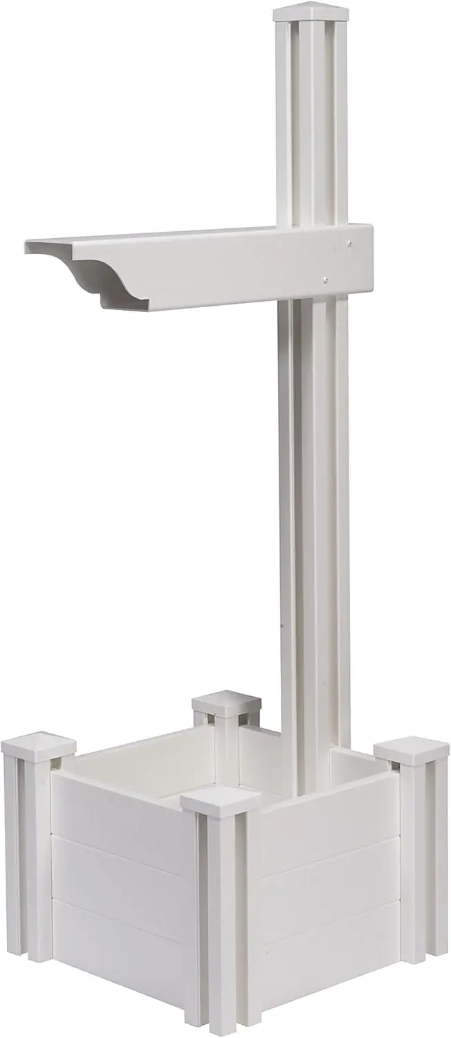 4.5ft H (1 Post w/Planter) No Dig Zippity Majestic Mailbox Post with Planter Box, White Vinyl Post for Mailboxes for Outside