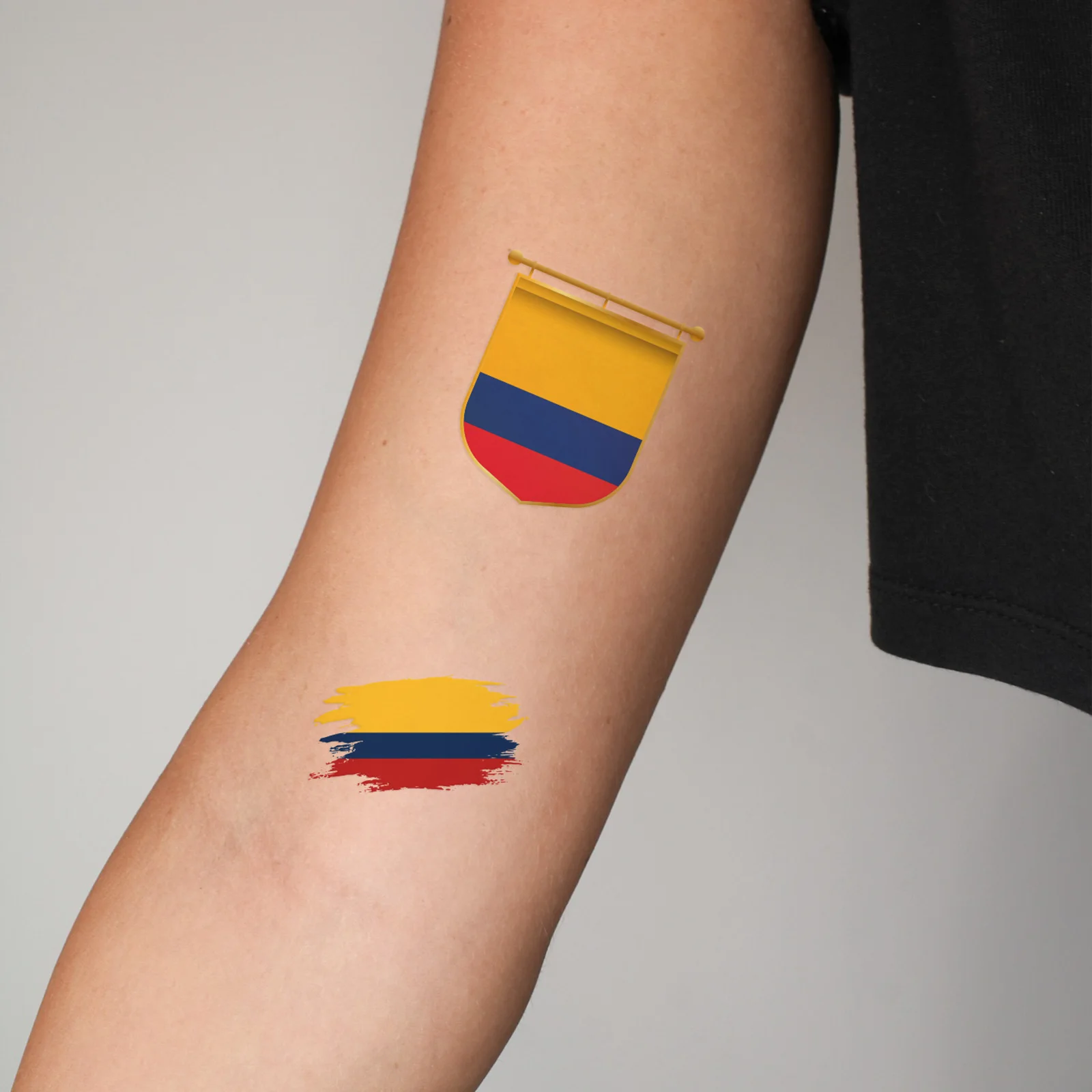 2 Sheets Colorful Colombia Flag Series Waterproof Tattoo Stickers For Women Men