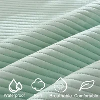 1pc Striped Waterproof Mattress Protector, Comfortable Mattress Cover, Soft and Breathable  for Single/Double Beds 2