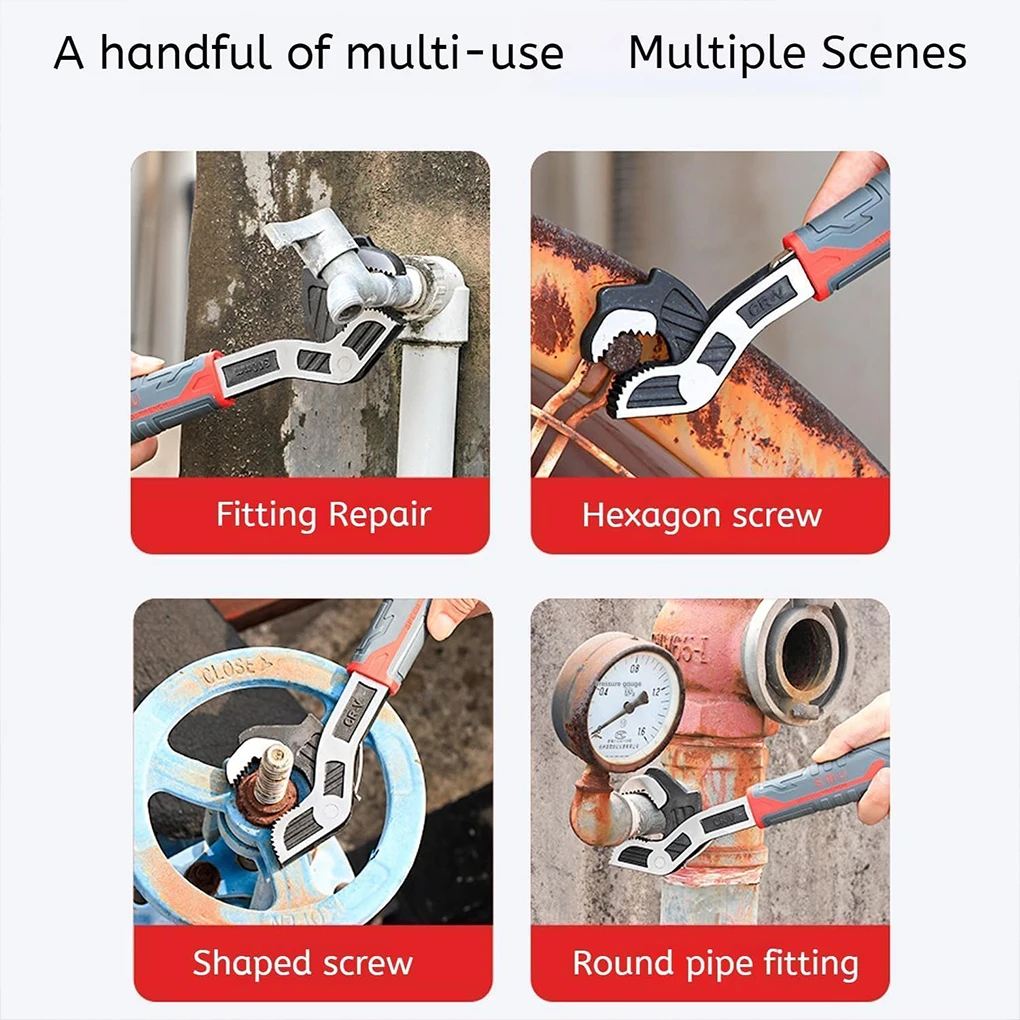 Industrial Grade Adjustable Multifunctional Self-locking Pipe Wrench Tool, Universal Pipe Wrench, Fast Power Grip Pipe Wrench