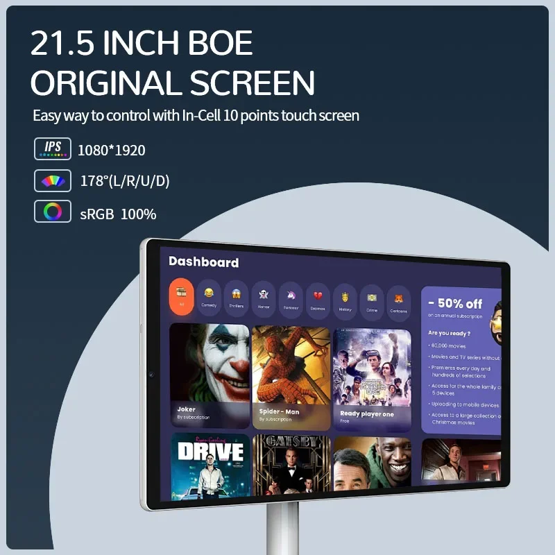 Small Size 21.5 Inch Removable Smart Screen Android 13 System Incell Smart Tv Android Tablet