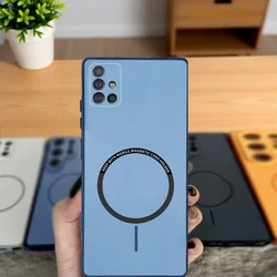Magnetic Hard Silicone Back Phone Case - Colorful Protective Cover - Galaxy A71 4G (XCK blue)