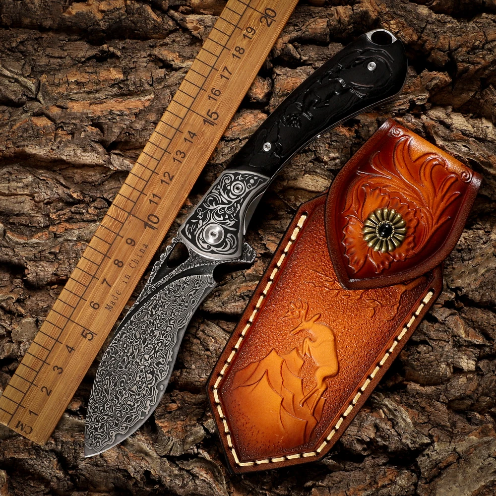 

VG10 Damascus Steel Outdoor Camping Utility Hand Tool Survival Hunting Folding Knife EDC Self Defense Pocket Knives Tactical