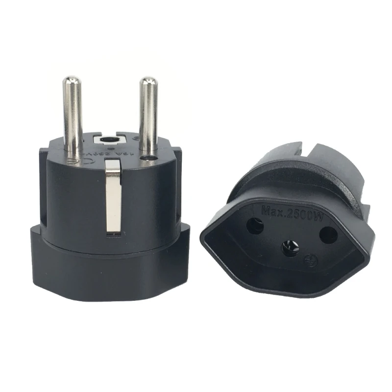 European France Travel Adapter Swiss to European Plug Adapter 10A 250V Connector Socket Power Converter for France Germany
