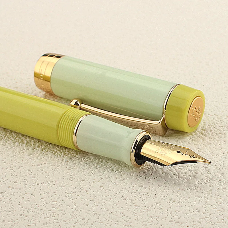JINHAO 100 만년필 그린 라임 컬러 송진 럭셔리 펜, M/F/EF 펜촉, 사무실 학용품 문구 선물
