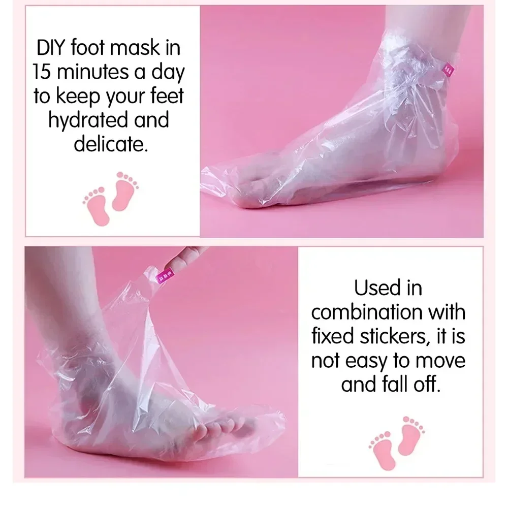 Disposable Foot Mask 100Pcs – Transparent PE Moisturizing Bags, Detox SPA Pedicure Tools for Infection Prevention