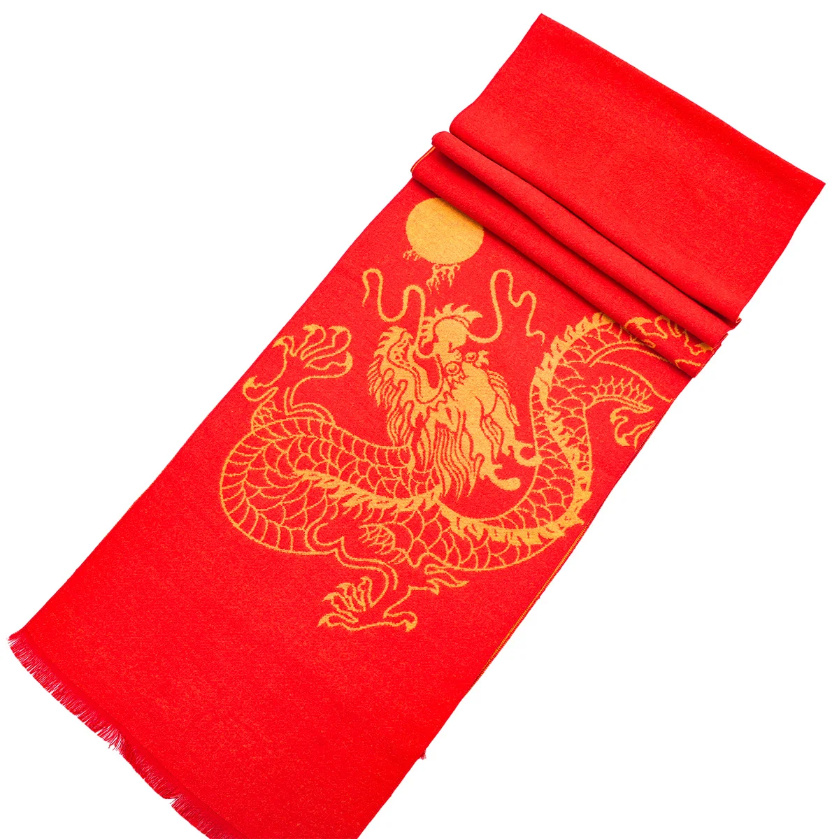 A big red chinese dragon pashmina warm short beard unisex scarf shawl suitable for daily wear and decoration holiday gifts 4