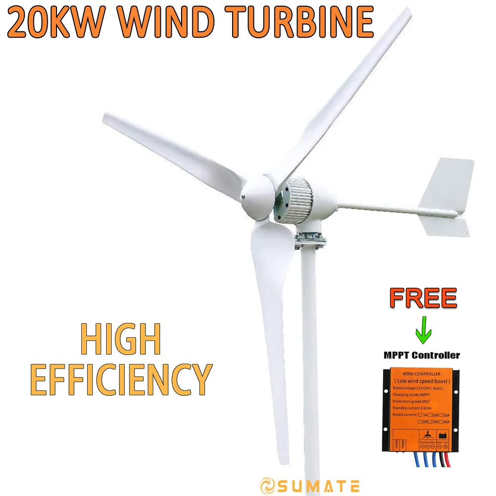 20KW 12V 24V 48V Horizontal Axis Wind Power Turbine For Home Farm ...