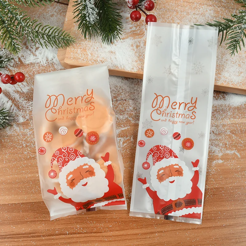 Sac De Biscuits De Noël 50 Pièces - Sacs Translucides Avec Autocollants De Père Noël Pour Gâteau, Bonbons, Chocolat, Collation, Boulangerie, Pain, Cupcake, Beignets