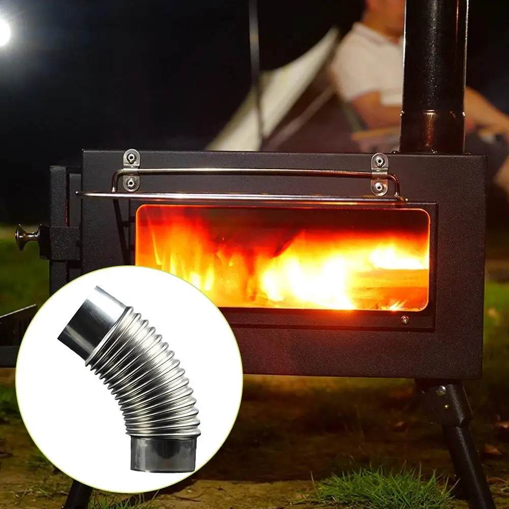 1Pc Steel 45 Degree Elbow Tube Chimney Diameter 6cm Multi Flue Stove Pipe For Outdoor Camping Wood Stoves Chimney O6A5