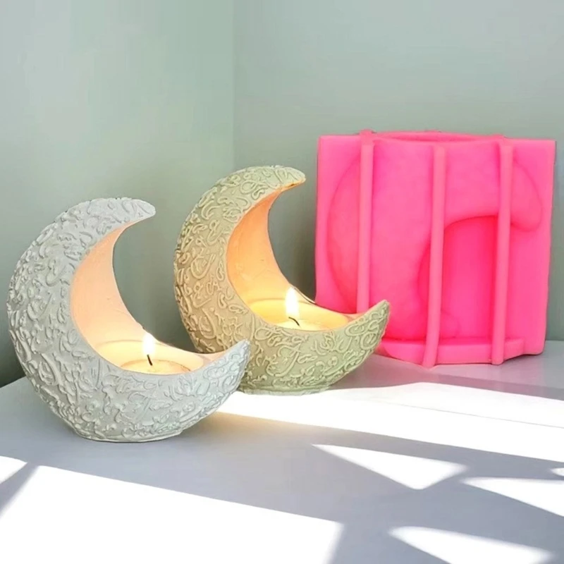 MXME Moon Holder Mold Handmade Concrete Gypsum Molds Silicone Candlesticks