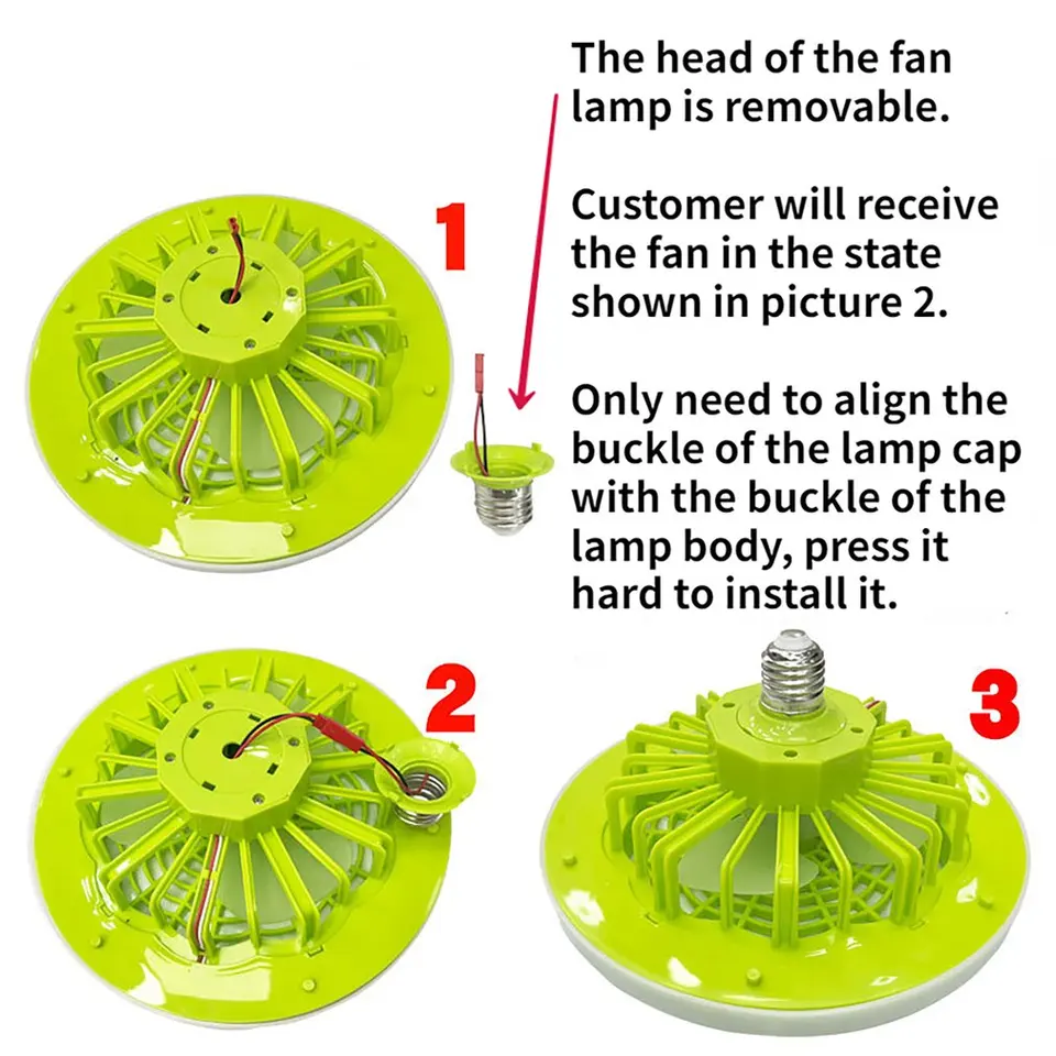 E27 Lighting Fan With Wireless Remote Control Silent