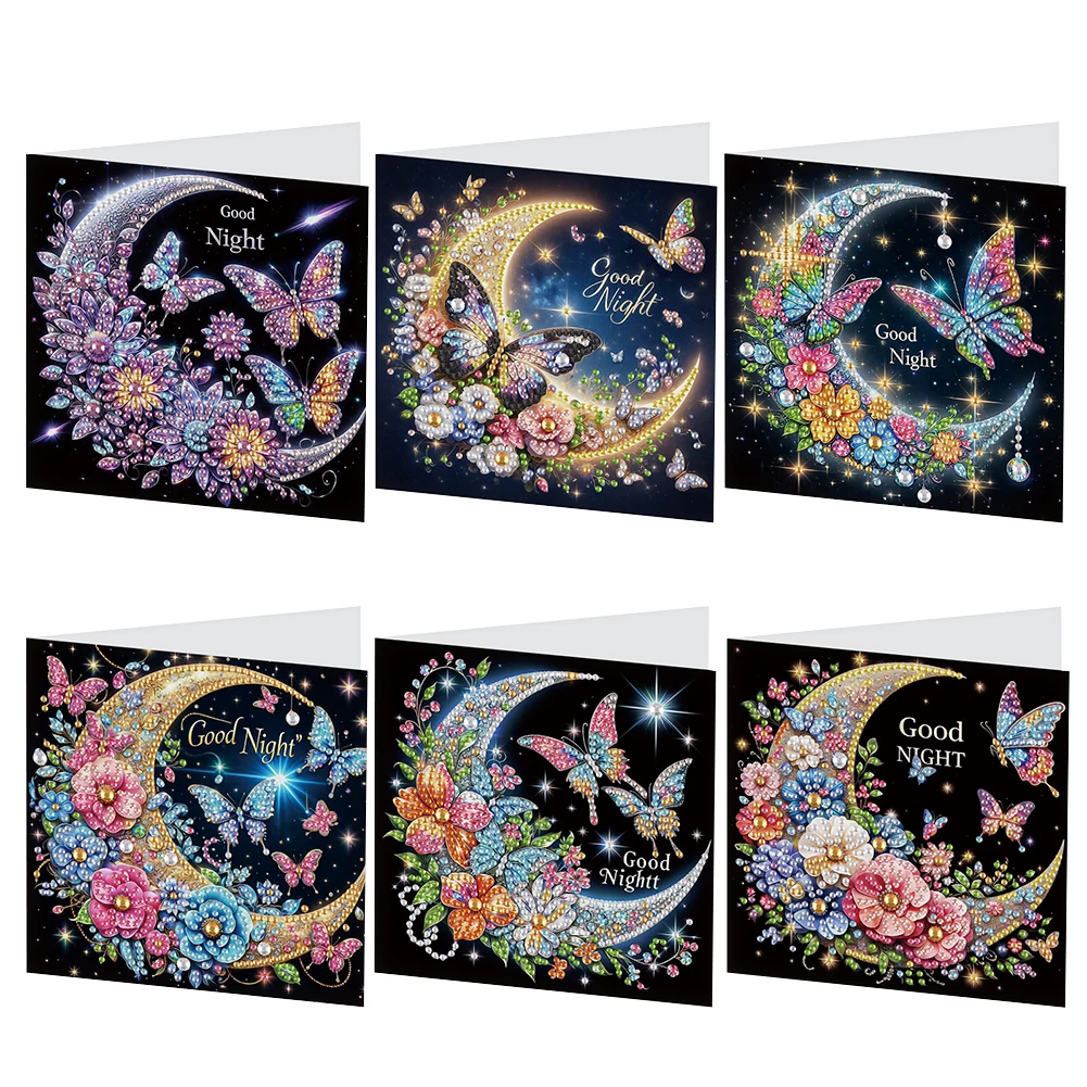 Set of 6 Handmade Diamond Painting Greeting Cards - Holy Mother & Jesus Design