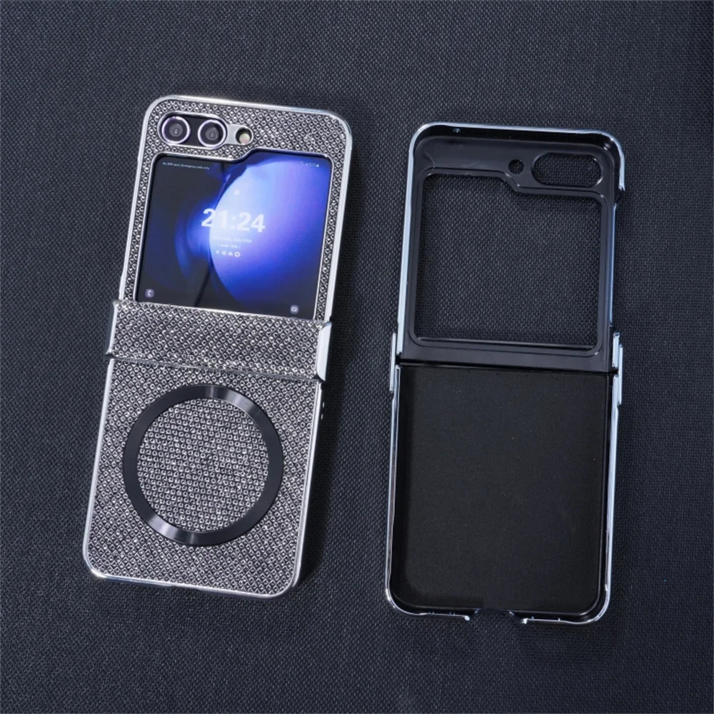 Luxury Glitter Magnetic Case with Wireless Charging Hinge Protection