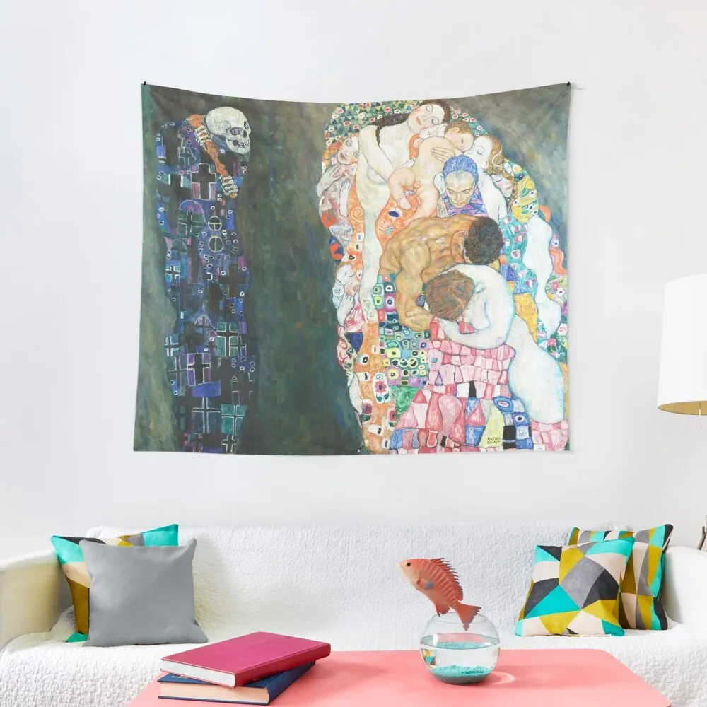 

HD. Death and Life, by Gustav Klimt . HIGH DEFINITION Tapestry House Decoration Room Ornaments Wall Mural Tapestry