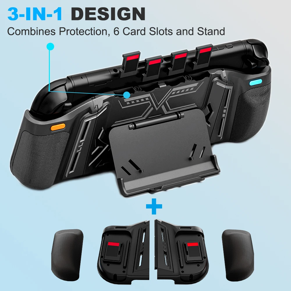 Comfortable All-in-One Protective Cover for Switch 2 With Back Stand & 6 Game Cards Storage Ergonomic Grip for Nintendo Switch 2 2