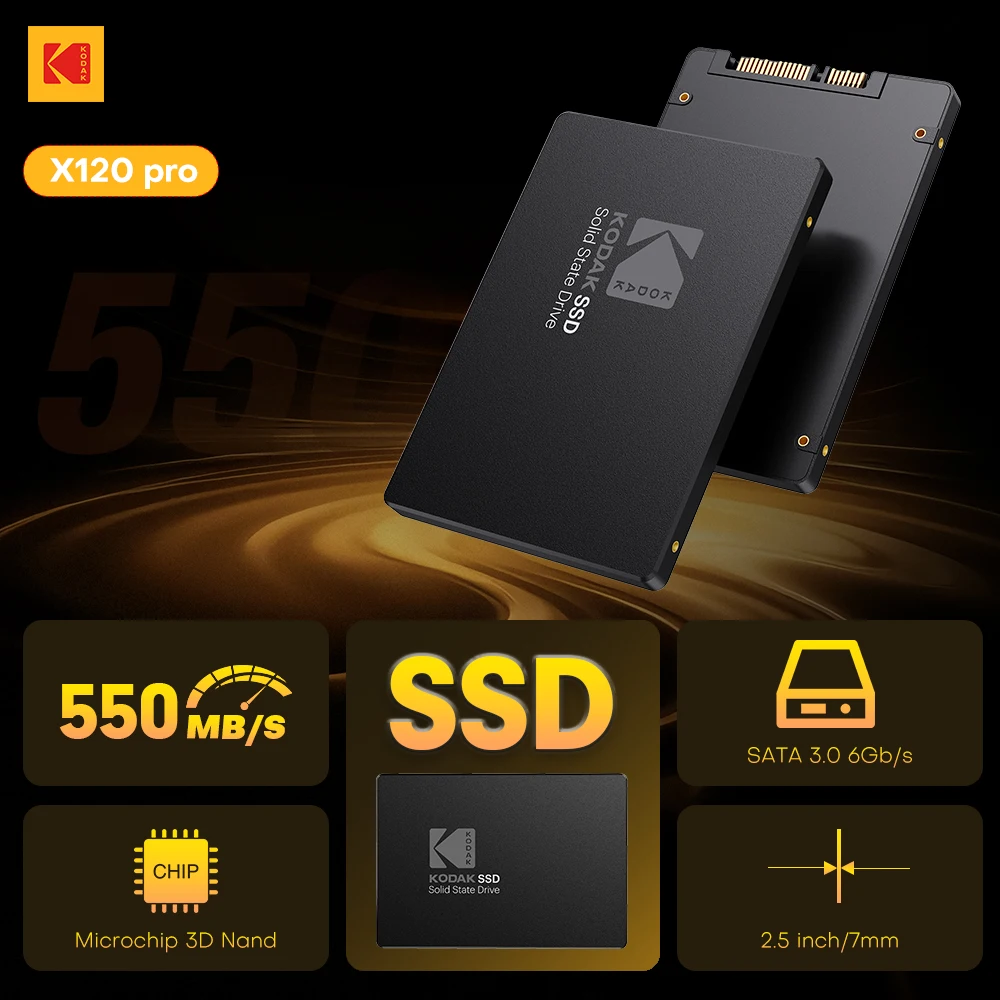 Kodak SSD Sata 2.5 Inch Solid Disk 6GB/S Microchip 3D Nand 550Mb/s