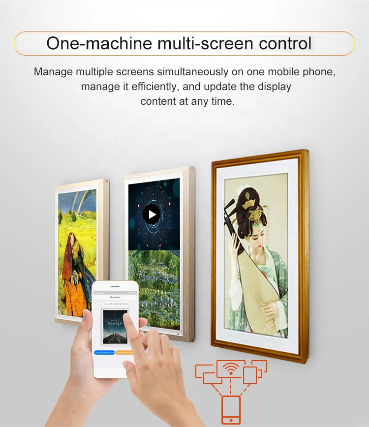 24 32 43 Inch Nft Wood Digital Photo Frame, Video Picture Playback Art Smart Picture Frame,Advertising LCD Display Screen