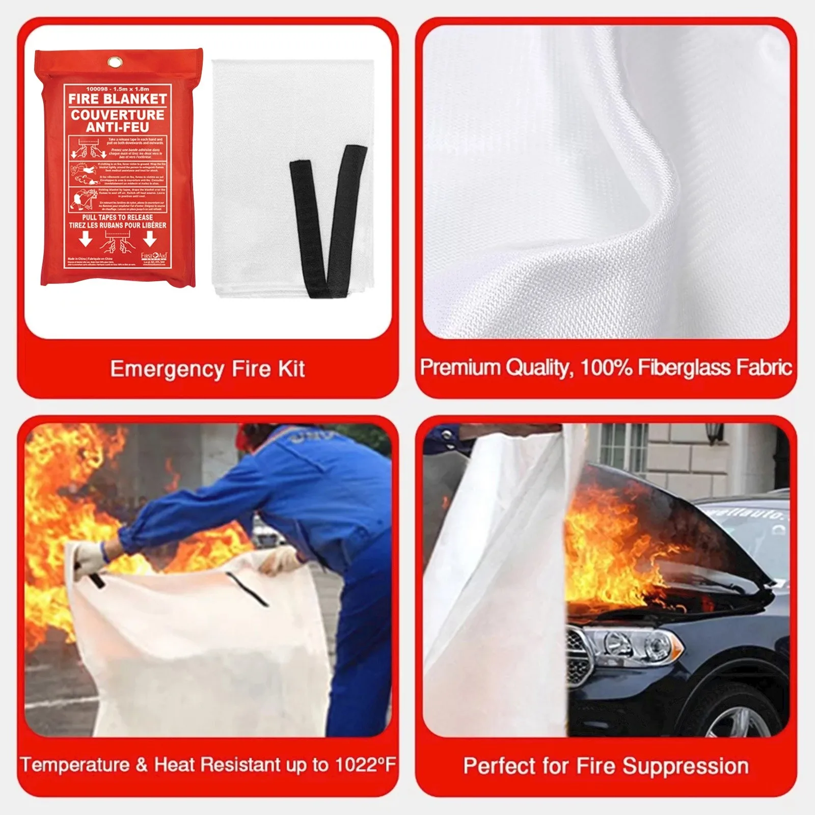 1.0M&times;1.0M Household Emergency Fire Blanket Fighting Fire Extinguishers Glass Fiber Flame Retardant Cloth Escape Safety Cover fire blanket