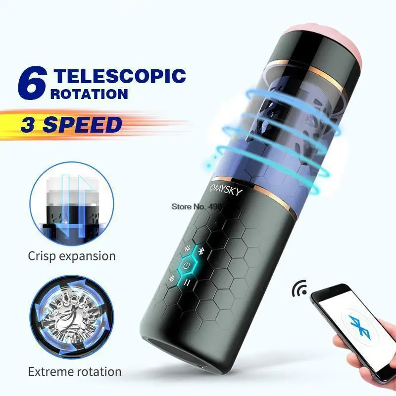 Teleskopowy masturbator obrotowy z bluetooth i trybami ssania_voghion.com