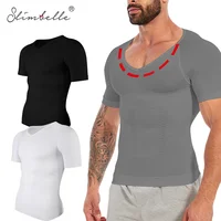 Slimbelle T-shirt de compression pour homme, col en V, manches courtes, effet ventre plat, amincissant, respirant, pour le fitness 1
