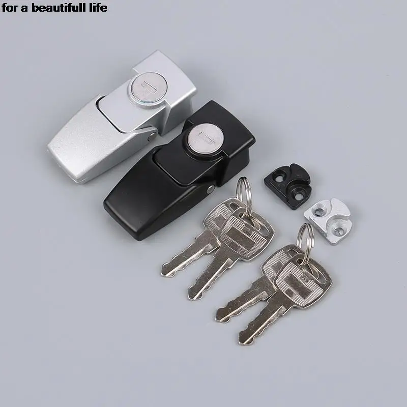 

Новинка, 1 комплект, металлическая защелка с черным покрытием шкафа DK604, рычажный замок безопасности с двумя ключами