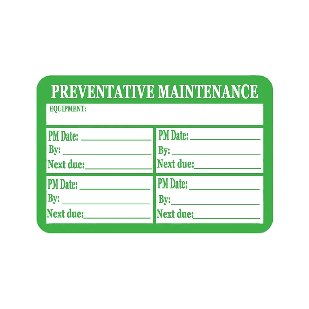 

Preventative Maintenance Stickers Labels 3x2 Inch Green Self Laminating Preventative Maintenance Inspection safety Inchby/Date