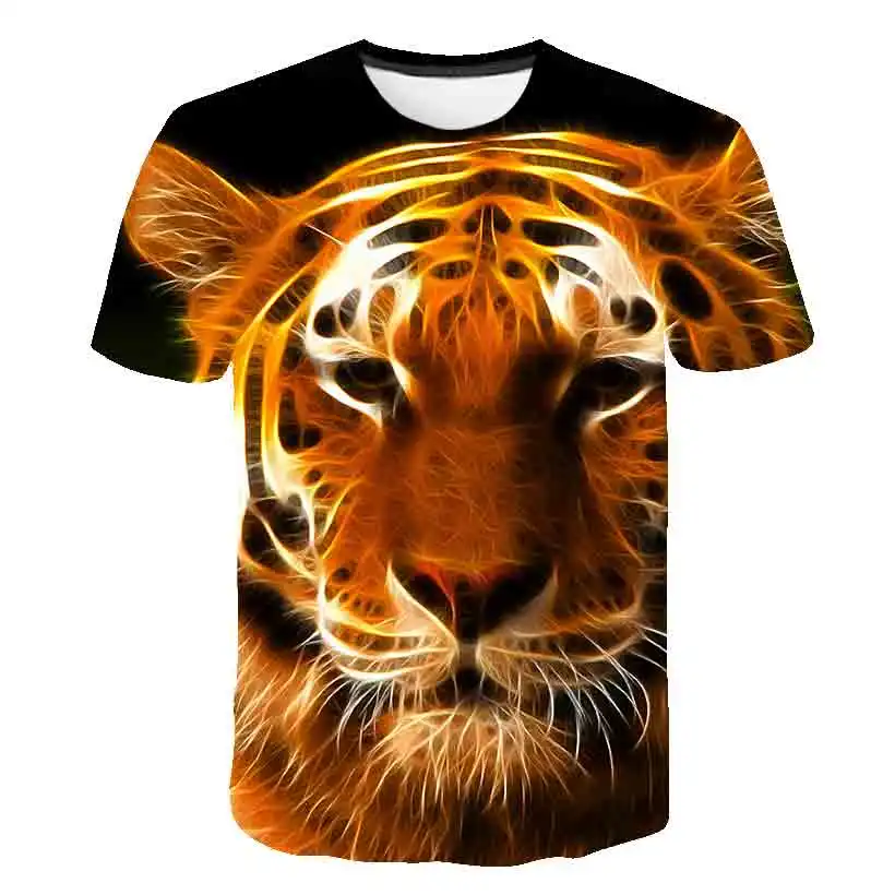 2022 New Summer Tiger 3D T Shirts Casual Boy girl Kids Fashion Short Sleeve boys girls Children Printed T-shirt Cool tops - tees t shirt kid