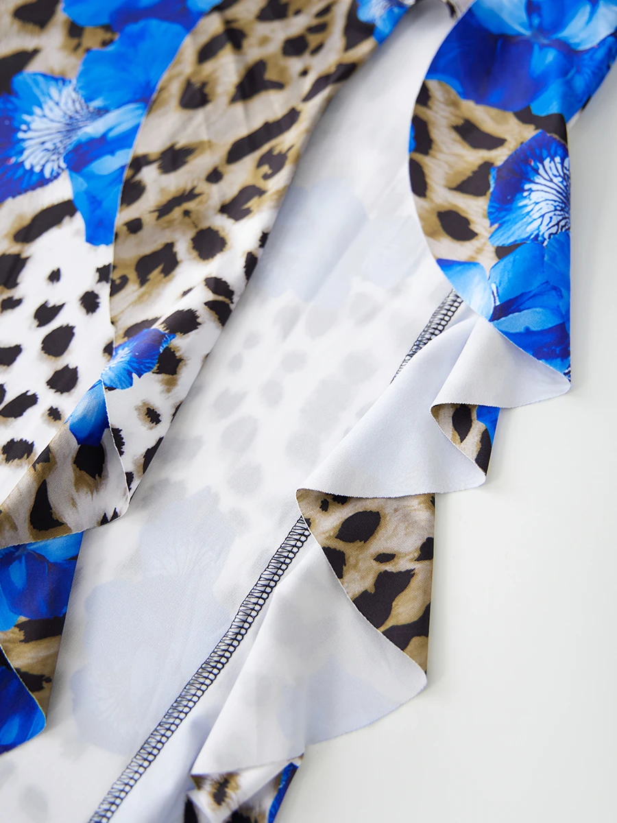 Women s Off Shoulder Ruffle Maxi Dress Floral Print Boho Beach Long Dress Summer Party Dress with Slit