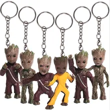Baby Groot Action Grootted Figures Toy Key Chain Home Ornament Cute Model Cartoon Tree Man Keychain Car Hanging Decor Keyring