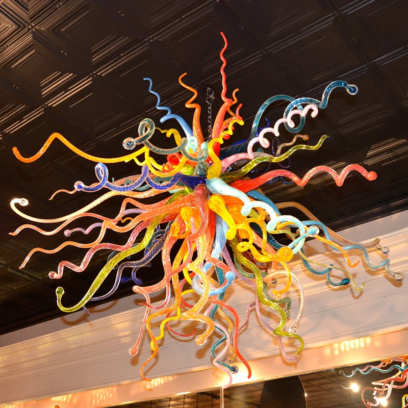 

Art Glass Chandelier Light Fixture Vintage Design Multi Color Light 100% Handmade Blown Glass Chandelier for Home Villa Bedroom