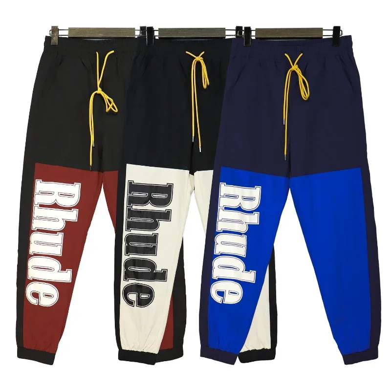 

23SS High Quality 1:1 Patchwork Logo Print Rhude Pants Men Women EU Size Rhude Trousers Sports Style Autumn Winter Casual Pant