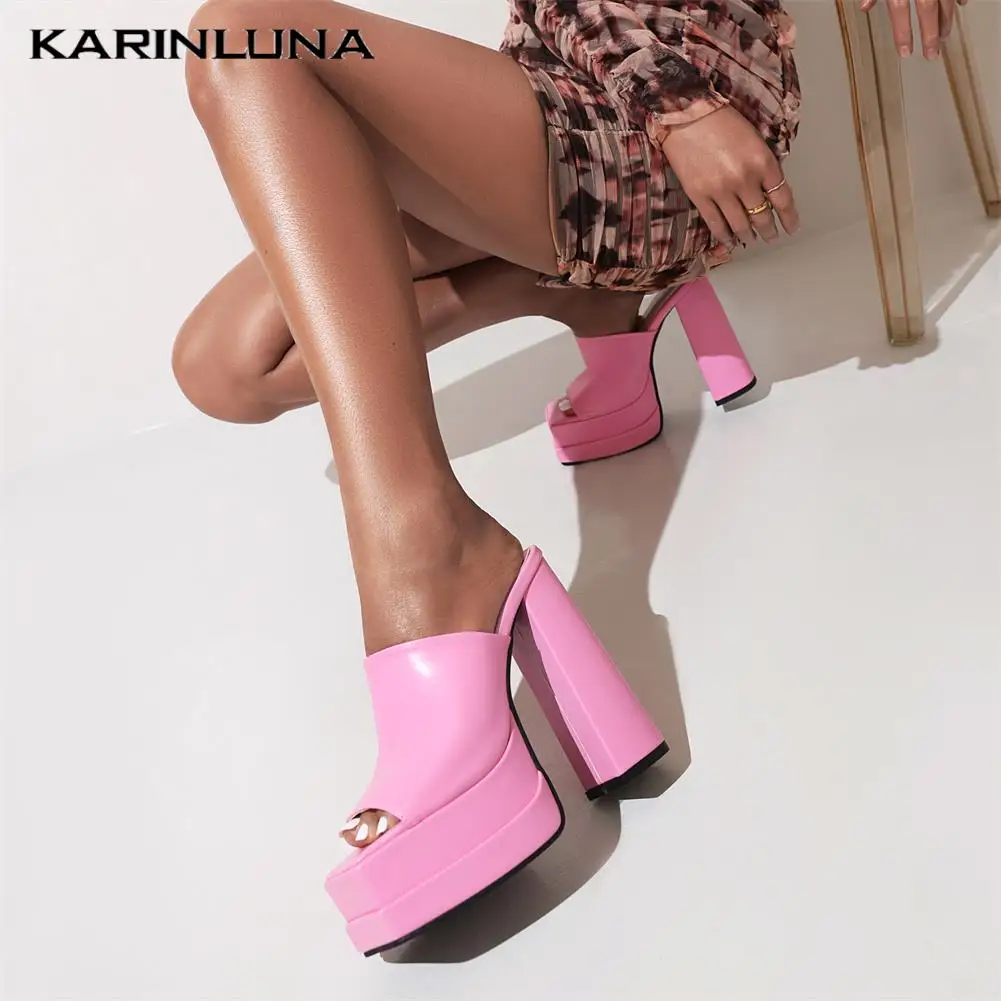 

Double Platform Mules Sandals 2023 Summer Women Slipper Mules Shoes Great Quality Fashion Comfy Pink White Party Shoes Sandals
