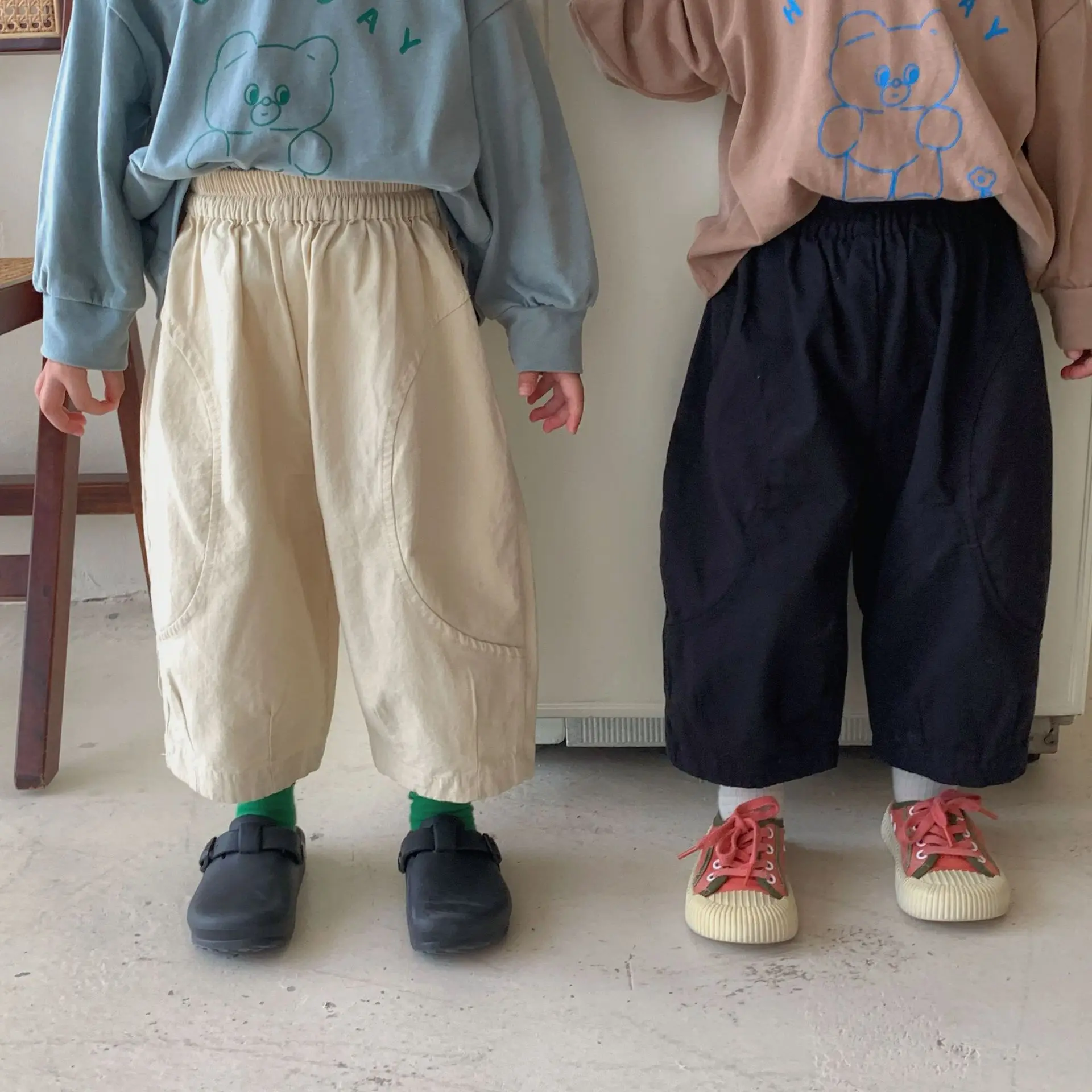 

Children's Wide-leg Pants Korean Boy's Loose Pants Autumn 2022 New Fashion All Match Baby Girl's Casual Pants Trousers