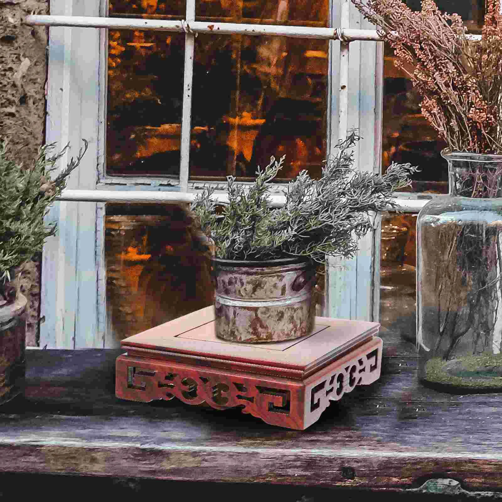 

Wood Base Craft Display Base Wood Planter Riser Teapot Stand For Display