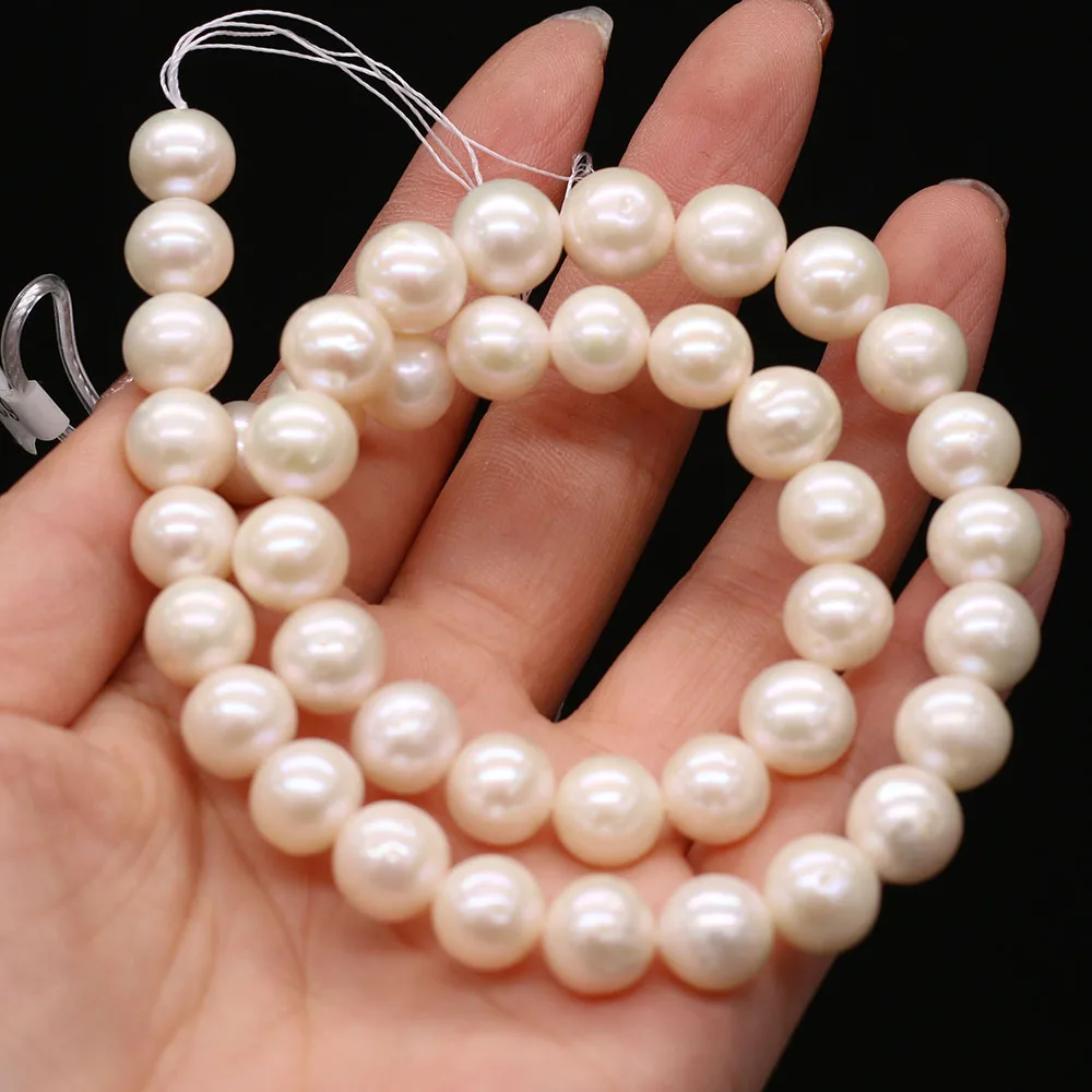 11-12mm Real Natural Freshwater Round Pearl Beads Punch Loose Spacer Beads For Jewelry Making DIY Necklace Earrings Bracelet 15