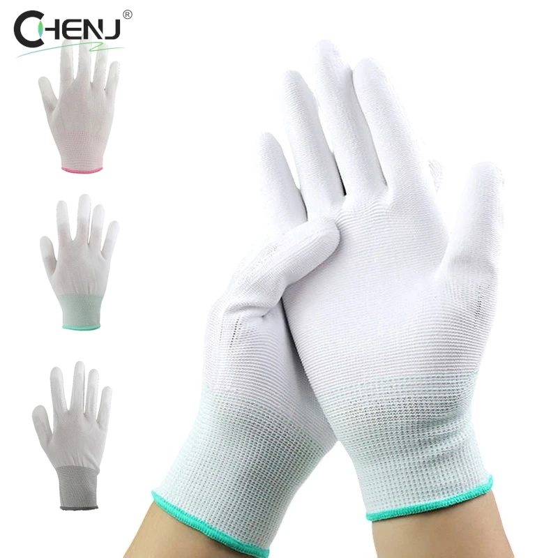 Antistatic Gloves 1pair Anti Static ESD Electronic Working Gloves Pu Coated Palm Coated Finger PC Antiskid For Finger Protection antistatic gloves