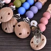 Personalized Name Wood Baby Pacifier Clip Silicone Round Beads Nipple Chain Teether Infant Dummy Holder Chain Baby Nursing Toy 5