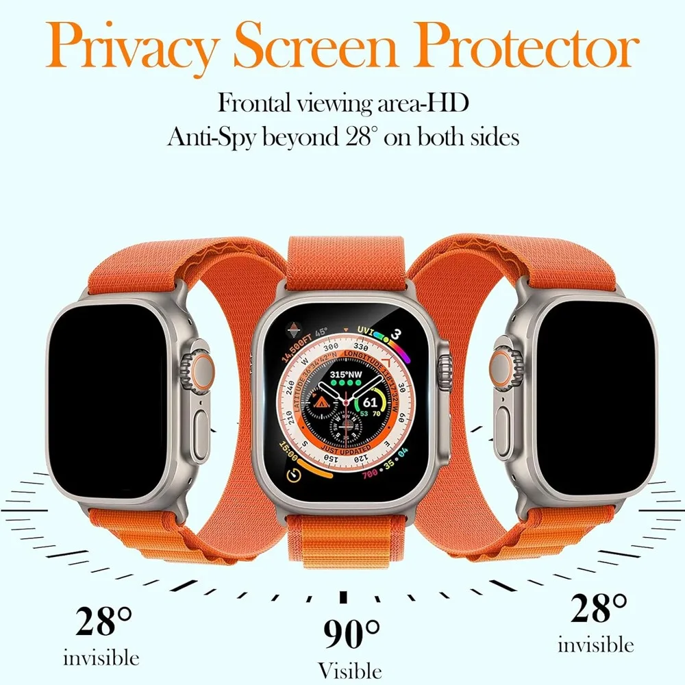 Apple Watch Ultra 3 2 49mm HD 필름용 자동 정렬 설치 프레임 세트가 포함된 개인 정보 보호 강화 유리 화면 보호기 1-5개
