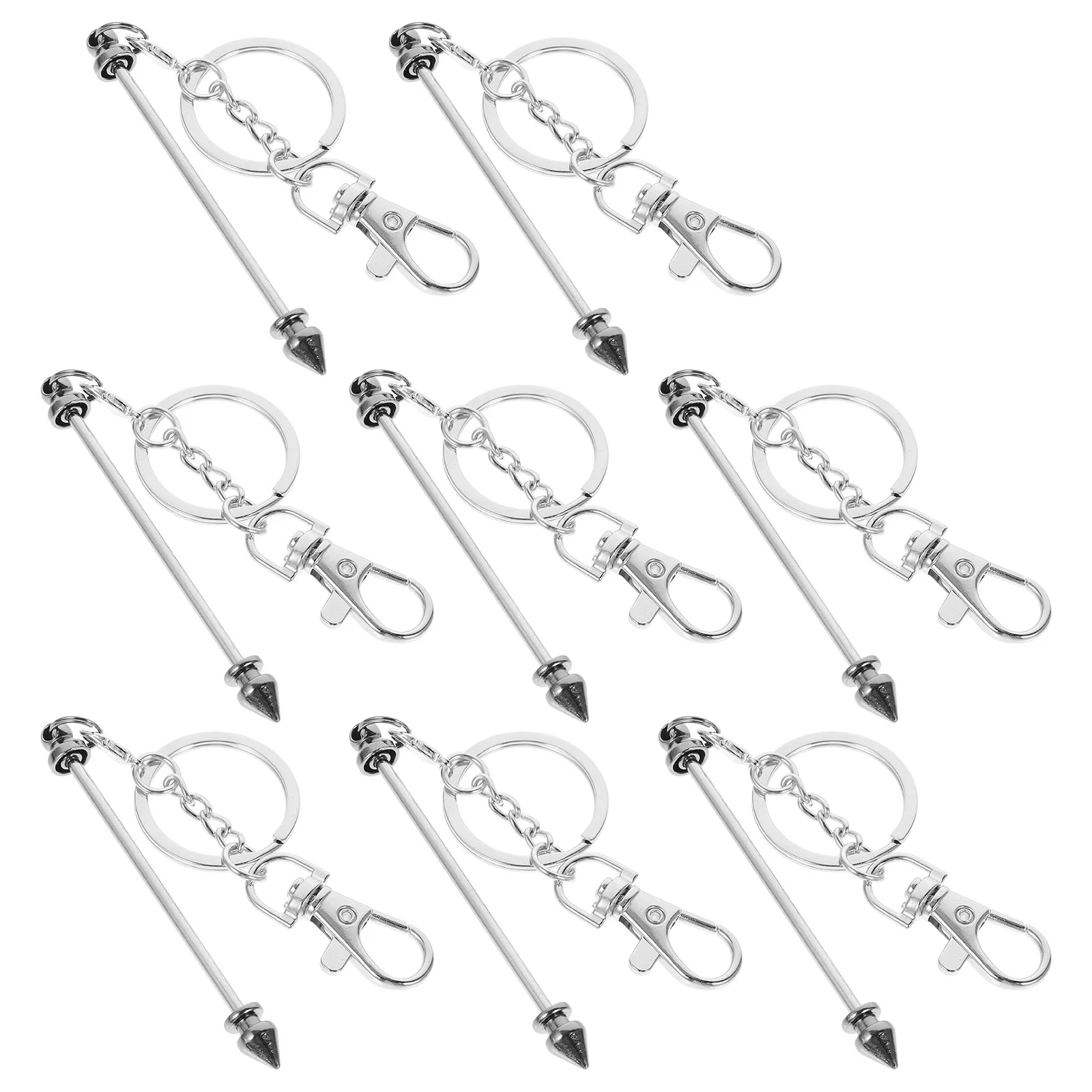 

8 Pcs Beaded Keychain Beadable Bar Wear Beads Keychian Metal Keychains Reusable Fob