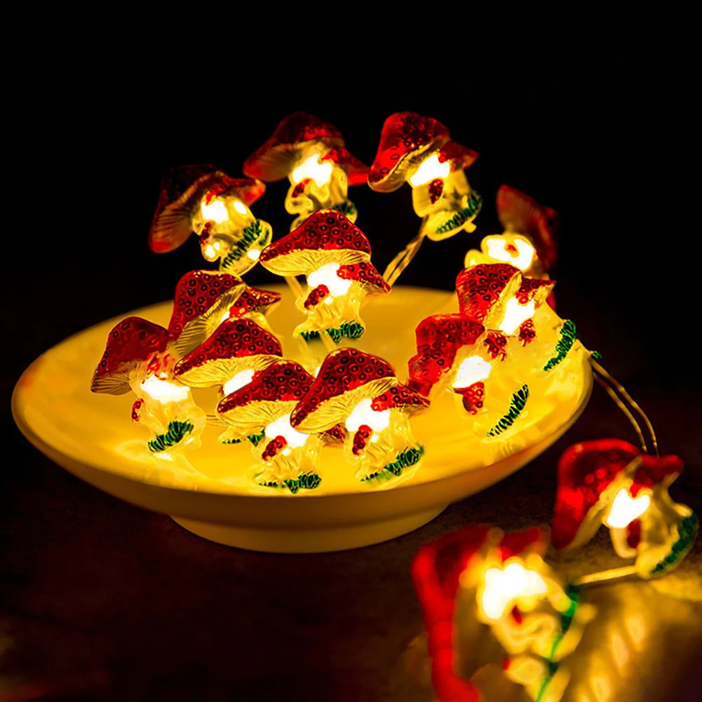 

Christmas Mushroom LED Light String Holiday Fairy Lights Garland for Party Wedding Bedroom Decoration Outdoor Garden Lights