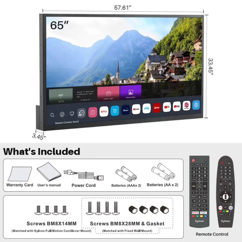 43 55 65 75 Inches Smart Weatherproof TV for outdoors 4K Waterproof Outdoor TV IP55 for Garden